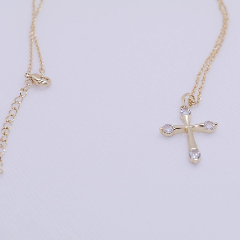 Gold Plated Double Fair Goth Pendants Necklace - Picture 8 of 8